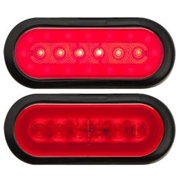 Optronics GloLight 22-LED 6 IN Red Oval Stop / Turn / Tail Light Kit With Grommets And Pigtails : Tail Lights