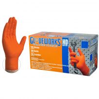 Gloveworks Industrial Grade Heavy Duty Nitrile Gloves, Orange, 100-Count, GWON49100, 2X-Large