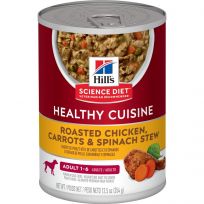 HILL'S SCIENCE DIET ADULT HEALTHY CUISINE ROASTED CHICKEN CARROTS & SPINACH STEW CANNED DOG FOOD  12
