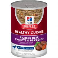 HILL'S SCIENCE DIET ADULT 7+ HEALTHY CUISINE BRAISED BEEF CARROTS & PEAS STEW CANNED DOG FOOD  12.5