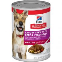 Hill's Science Diet Adult 1-6 Savory Stew With Beef & Vegetables Canned Dog Food, 1431, 12.8 OZ Can