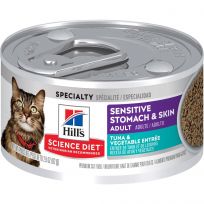 Hill's Science Diet Adult Sensitive Stomach & Skin Tuna & Vegetable Entre Canned Cat Food, 10643, 2.9 OZ Can