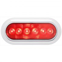 Optronics 6-LED 6 IN Red Flange Surface Mount Stop / Turn / Tail Light Kit With Chrome Flange Cover, STL73RK