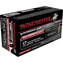 Winchester 17 WIN - 25 Grain Super Mag Polymer Tip Ammo, 50-Round, S17W25