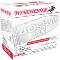 Winchester 40 S&W - 165 Grain Full Metal Jacket Ammo, 200-Round, USA40W