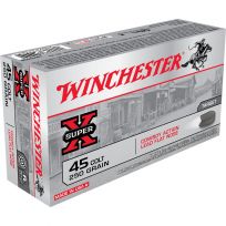 Winchester 45 Colt - 250 Grain Cowboy Action Lead Flat Nose Ammo, 50-Round, USA45CB
