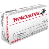 Winchester 9mm Luger - 115 Grain Full Metal Jacket Ammo, 100-Round, USA9MMVP