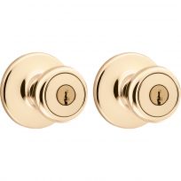 Kwikset Tylo Project Pack - Two Keyed Knobs - With Pin & Tumbler, 92430-022, Polished Brass