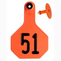 Y-Tex 51# Numbered 3 Star 2-piece Livestock Ear Tags, 75-Pack, 7702051, Orange