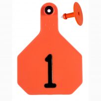 Y-Tex 1# Numbered 4 Star 2-piece Livestock Ear Tags, 25-Pack, 7902001, Orange