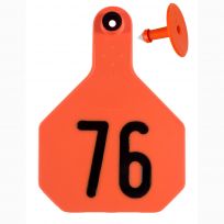 Y-Tex 76# Numbered 4 Star 2-piece Livestock Ear Tags, 100-Pack, 7902076, Orange