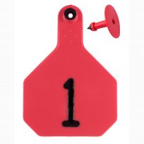 Y-Tex 1# Numbered 4 Star 2-piece Livestock Ear Tags, 25-Pack, 7906001, Red