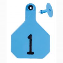 Y-Tex 1# Numbered 4 Star 2-piece Livestock Ear Tags, 25-Pack, 7908001, Blue