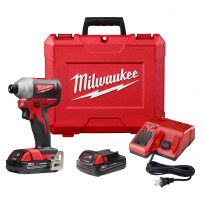 Milwaukee Tool Compact Brushless Hex Impact Driver Kit, M18, 1/4 IN, 2850-22CT