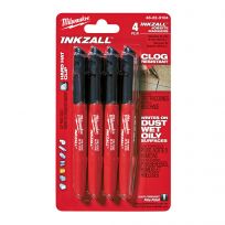 Milwaukee Tool Fine Point Inkzall Markers, Black, 4-Pack, 48-22-3104