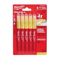 Milwaukee Tool Inkzall Jobsite Highlighter, Yellow, 5-Pack, 48-22-3201
