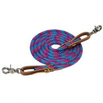 Weaver Equine Poly Roper Reins, 35-2026-B16, Hurricane Blue / Pink Fusion / Purple Jazz, 5/8 IN x 8 FT