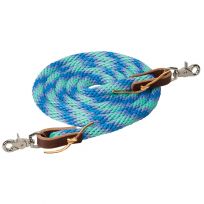 Weaver Equine Poly Roper Reins, 35-2026-Q15, Mint / Lavender / French Blue, 5/8 IN x 8 FT