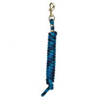Weaver Equine Poly Lead Rope with a Solid Brass #225 Snap, 35-2100-B15, Navy / Blue / Turquoise, 5/8 IN x 10 FT