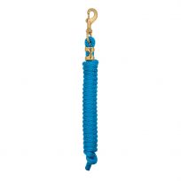 Weaver Equine Poly Lead Rope with a Solid Brass #225 Snap, 35-2100-S29, Hurricane Blue, 5/8 IN x 10 FT