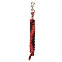Weaver Equine Poly Lead Rope with a Solid Brass #225 Snap, 35-2100-T4, Red / Black, 5/8 IN x 10 FT