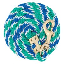Weaver Equine Value Lead Rope with Brass Plated #225 Snap, 35-2155-Q12, Blue / White / Green, 5/8 IN x 8 FT