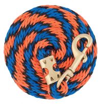 Weaver Equine Value Lead Rope with Brass Plated #225 Snap, 35-2155-Q14, Orange / Black / Blue, 5/8 IN x 8 FT