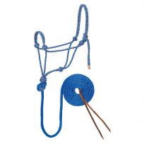 Weaver Equine Diamond Braid Rope Halter and Lead, 35-7800-R14, Blue / Orange / Lime