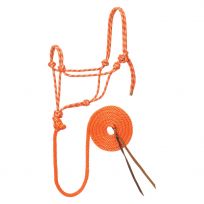Weaver Equine Diamond Braid Rope Halter and Lead, 35-7800-R15, Orange / Mint