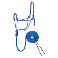 Weaver Equine Diamond Braid Reflective Rope Halter and Lead, 35-7804-H2, Blue / Gray