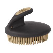 Weaver Equine Palm-Held Fine Curry with Small Rubber Bristles, 65-2061-BK, Black / Beige