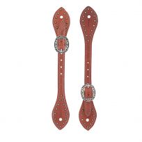 Weaver Equine Mens Flared Buttered Harness Leather Spur Straps, 30-0301, Canyon Rose