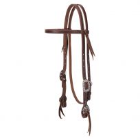Weaver Equine Working Tack Straight Browband Headstall with Floral Hardware, 10-0640, Golden Chestnut