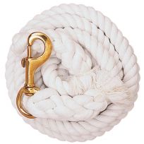 Weaver Equine Cotton Lead Rope with Solid Brass #225 Snap, 35-1901, White, 5/8 IN x 10 FT