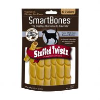 Smartbones Stuffed Twistz- Peanut Butter  6-Pack, SBST-02065, 6.9 OZ