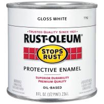 RUST-OLEUM Stops Rust Oil-Based Protective Enamel, 213672, Gloss White, 1/2 Pint