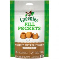 Greenies Pill Pockets Peanut Butter Dog Treats, 10100651, 3.2 OZ Bag