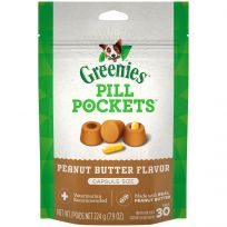 Greenies Pill Pockets Peanut Butter Dog Treats, 10100655, 7.9 OZ Bag