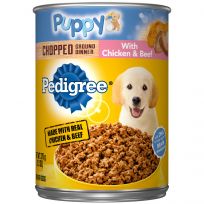 Pedigree Canned Wet Dog Food Chopped Ground Dinner with Chicken & Beef for Puppies, 10132999, 13.2 OZ Can