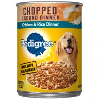 Pedigree Adult Canned Wet Dog Food Chopped Ground Dinner Chicken & Rice Dinner Flavor, 10148431, 13.2 OZ Can