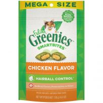 Greenies Hairball Control Crunchy and Soft Natural Cat Treats, Chicken Flavor, 10151763, 4.6 OZ Bag