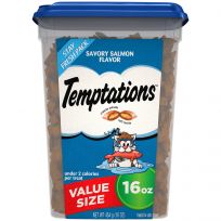 Temptations Classic Crunchy and Soft Cat Treats Savory Salmon Flavor, 10162837, 16 OZ Tub