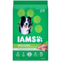 Iams Adult Minichunks Small Kibble High Protein Dry Dog Food with Real Chicken, 10171566, 15 LB Bag