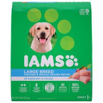 IAMS Adult High Protein Large Breed Dry Dog Food with Real Chicken, 10171587, 30 LB Bag