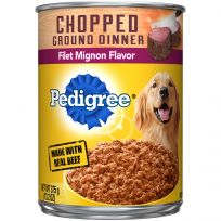 Pedigree Adult Canned Wet Dog Food Chopped Ground Dinner Filet Mignon Flavor, 10177296, 13.2 OZ Can