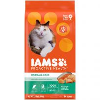 IAMS Adult Hairball Care Dry Cat Food with Chicken and Salmon Cat Kibble, 10178303, 3.5 LB Bag