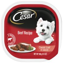 Cesar Soft Wet Dog Food Loaf in Sauce Beef Recipe, 10179847, 3.5 OZ Pouch