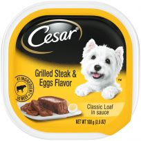 Cesar Soft Wet Dog Food Classic Loaf in Sauce Grilled Steak and Eggs Flavor, 10179866, 3.5 OZ Pouch