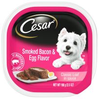 Cesar Soft Wet Dog Food Classic Loaf in Sauce Smoked Bacon & Egg Flavor, 10179868, 3.5 OZ Pouch