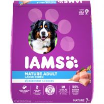 IAMS Mature Adult Large Breed Dry Dog Food Chicken Kibble for Senior Dogs, 10182324, 30 LB Bag